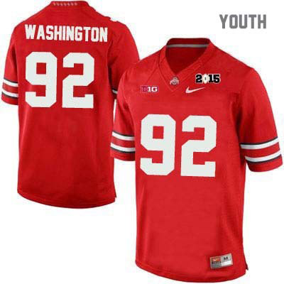 Ohio State Buckeyes Youth Adolphus Washington #92 Red Authentic Nike 2015 Patch College NCAA Stitched Football Jersey DJ19S08AQ